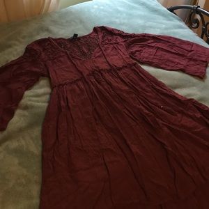 Maroon boho dress